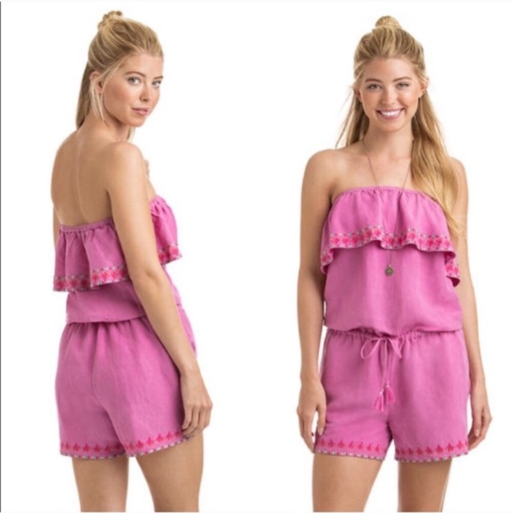 Vineyard Vines Ruffle Embroidered Romper